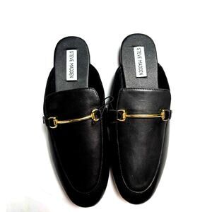 NEW Steve Madden Galilea Mule Leather Slip-On Mule Flats, Size 8 Gold Detailing
